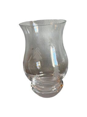 Mikasa Clear Crystal Votive Holder With Etched Trees 5.5" Elegant Design